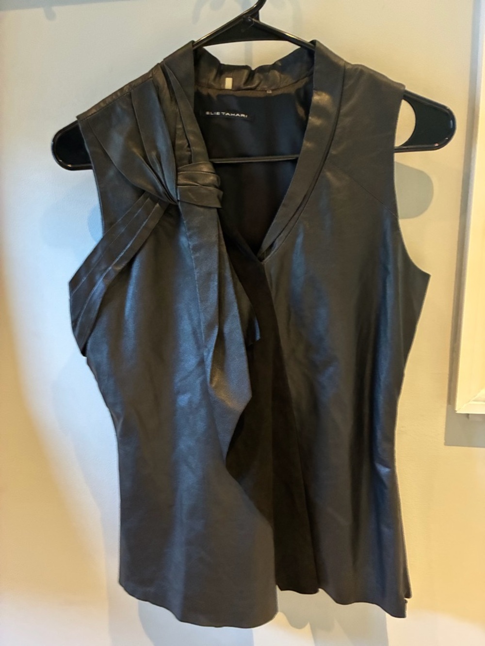 Ellie TAHARI black soft leather top.